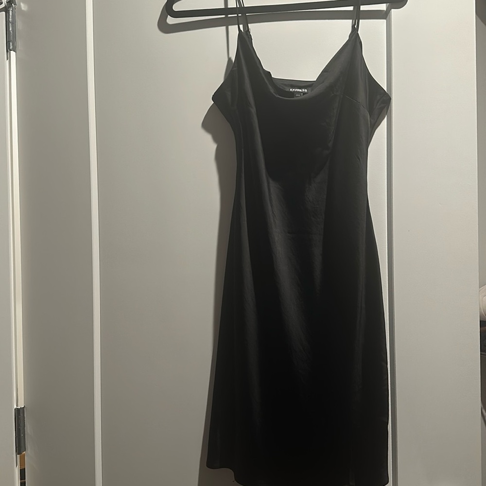 Black camisole satin dress